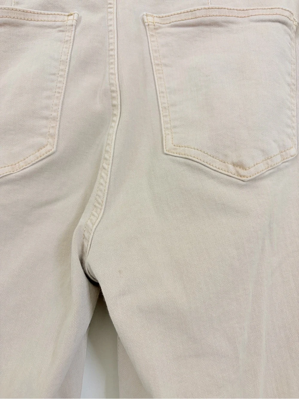 Free People 70s Boho Just Float On Bell Bottom Jeans Cream Beige Flare Pants 28R
